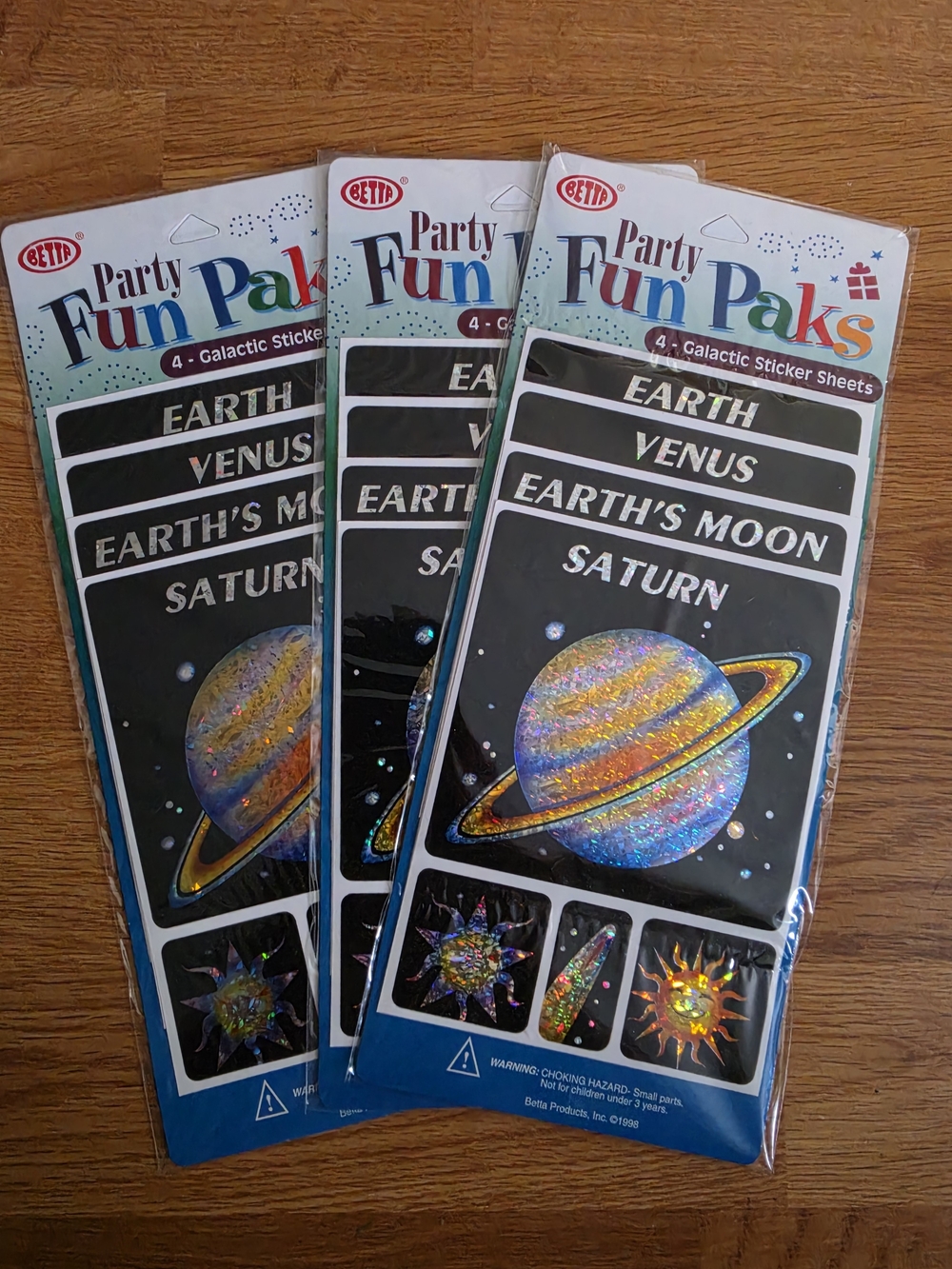 Party Fun Paks Galactic Sticker Sheets - 3 Packs Of 4